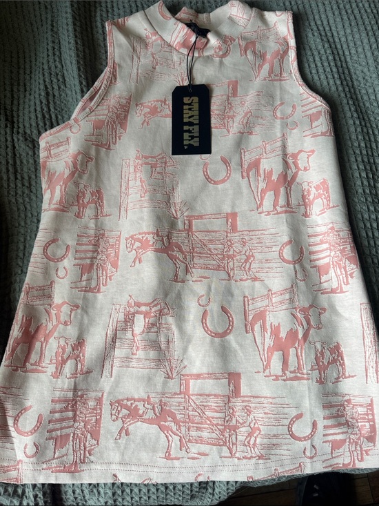 2 Fly Co. Tops - 2Fly Pink Western Toile Sleeveless Top Size Medium